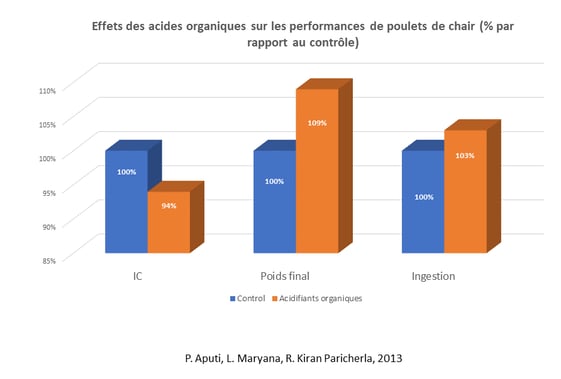 Effets des acides organiques sur les performances de poulets de chair-